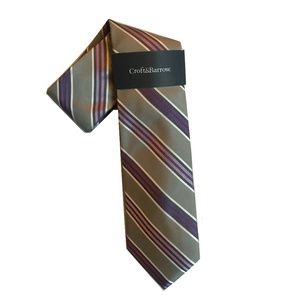 Croft & Barrow Silver/Purple Naperville Stripe Tie